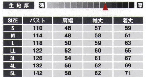 山田辰 32-82006 年間物ブルゾン（長袖）（82006） EDWIN® WORK WEAR・生地の伸び率 約7％・サイズ調節ができる裾部のアジャストボタン・動きをサポートする袖のダーツ・小物を入れるのに便利な内ポケット サイズ／スペック