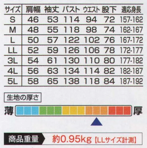 山田辰 5960 つなぎ服 カラーステッチが映えるスタイリッシュツヅキ服。表裏一体のハイブリッド感覚素材「OCTOPUZZLE オクトパズル」。「オクトパズル」は、ナチュラルなコットン面と、滑らかな織柄合繊面との表裏一体型、ハイブリッド感覚の新素材です。表面にうっすらと浮かび上がる裏面の雰囲気を感じることが出来る、表面と裏面で全く表情の違う新素材「オクトパズル」を採用。袖などをめくった時に異なるカラーコーディネイトでカジュアルライクな雰囲気を表現できます。そして人気の要因のひとつ、ユニフォーム全体に施された鮮やかなライトグリーンのカラーステッチがスマートなシルエットを引き締めています。さらに左右で違う機能的な胸ポケットなども斬新なアイテムの一つです。素材、機能ともに革新的なワークウェアです。クラボウ「ムービンカット」（特許 第3507416号）通常のユニフォームでは腕の上げ伸ばしや屈む作業をする際、肩・肘・脚の付け根などにツッパリ感を覚えますが、背面肩部と脚部に新たなカットを入れることにより、腕と脚の動きに対しておこる引きつりを軽減することを可能にした全く新しい立体裁断それが「ムービンカット」です。・右胸ポケットは斜めカットのフラップがおしゃれなポケットを採用。物落ちを防ぎます。 ・左胸ポケットはオートバイロゴマーク入りのタブ付きのファスナーを採用。左右で違う斬新なデザインで、用途によって使い分けられる便利な胸ポケット。 ・強力三重環縫によりユニフォームをタフにするだけではなく、カラーステッチでおしゃれさをアピール。 ・腰部にはウエストのサイズを自由に調節できる大型マジックテープを採用。 ・袖口は大型マジックテープの採用で、自由にサイズを調節できます。 ・新素材オクトパズルの採用で表面の生地と内側の生地の色が違うので袖や裾をめくった時には異なった色味でユニフォームをカジュアルに表現できます。 サイズ／スペック