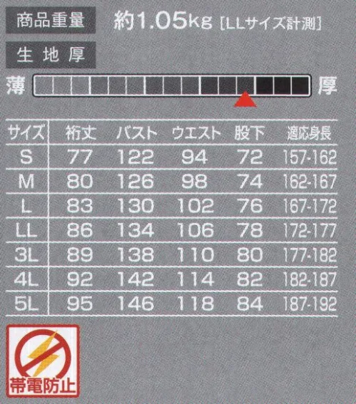 山田辰 6300 つなぎ服 MECHABIRD®(メカバード)  大空を自由に羽ばたく鳥がイメージ。3D快適ユニフォーム「MECHABIRD®(メカバード)」デビュー！クラボウ「メカバード」は、機能的な背面のオリジナルデザインにより、腕のひきつれなどのストレスを軽減。ワーカー達を快適にサポートします。腕の動きがスムーズ！デニム感覚の快適つなぎ服。MECHABIRD®(メカバード) 特許出願中※この商品は、特殊染めのため、多少色ブレが発生することがありますが、ご了承ください。 サイズ／スペック