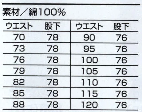 山田辰 7060-2 スラックス（ワンタック）（37060） 時代が望んだクオリティ。上質綿素材にこだわったユニフォーム。 機能性と軽快感はそのままに、着用感を向上させるために上質な綿素材にこだわりつつ低価格を実現。※この商品の旧品番は7060になります。※ウエスト90以上は、B体です。ウエスト110以上は、BB体です。※股下ハーフは「7060-H」に掲載しております。 サイズ／スペック