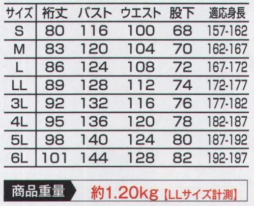 山田辰 A-870 防水防寒ツヅキ服（870） 定番を超える機能充実の防水防寒タイプこれからの寒い季節に最適の防寒タイプツヅキ服＃6-A-870が今季待望のデビュー。しかも防寒だけではなく防水生地の採用で防水機能もアップ。そして生地だけではなく「AUTO-BI」ロゴ入りのタブ付き野ファスナーも防水タイプを採用するこだわりを見せています。もちろんその他の機能も充実。ユニフォーム内部につながるスルーポケットや取り外し自由なﾌｰﾄﾞが付属。フードはサイズ調節が可能なので風雨から頭部を保護するのに役立ちます。衿フリース部分の「AUTO-BI」ロゴ入りのラインテープや胸ポケットの引手タブはおしゃれなワンポイントです。そして袖口内部にセットされたインナー手袋は#6-A-870が初採用。手のひらをガードしつつ、指は自由に動かせますので寒い季節の作業に効果を発揮します。今季おススメの防水・防寒ユニフォーム＃6-A-870でその温かさと充実の機能性をぜひご体感ください。耐水圧10000mm（JIS L1092/静水圧法）透湿性2000以上（g/m2・24hrs）（JIS L1099）●センター部ファスナーは防水タイプでオートバイロゴ入りファスナータブを採用。胸ポケットのフラップはつかみやすい引手タブ付き。●通常ポケットとは別にスルーポケットを採用。防水ファスナー仕様です。●胸内側にはインナーポケット付き。●衿フリース部にはオートバイロゴ入りラインテープを採用。衿元を引き締めます。●袖口は大型マジックテープの採用でサイズを自由に調節できます。さらにインナー手袋も付いていますので、寒さ軽減に役立ちます。●風雨から頭部をガードするフードが付属。フードは取り外し可能です。●フードにはストッパーがついていますのでサイズ調節が自由に行えます。※「オレンジ」は、販売を終了致しました。 サイズ／スペック