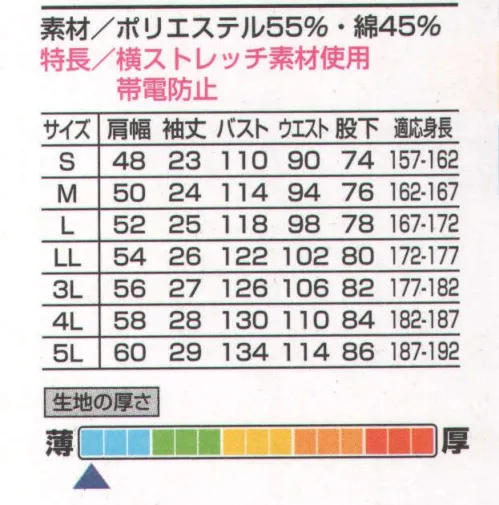 山田辰 KM-257 半袖ツヅキ服(12-KM-257) 山本寛斎プロデュースのカンサイユニフォームから登場した＃KM-207に半袖タイプの＃KM-257が新たにラインアップ。胸部にはユニフォームにスマートな流れをつくるラインが施され、シンプルなスタイルをより一層引き締めます。強度を増した膝部分、ヒップの大型ポケット、ウエストのサイズを自由に調整できる大型マジックテープなど、機能性も上手くシルエットに取り込まれています。カラーは好評のアクティブな4色をご用意しました。ワークシーンに映えるKANSAIスタイリッシュユニフォーム＃KM-257は、＃KM-207に続く、お薦めの一着です。 サイズ／スペック