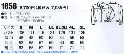 ビッグボーン 1656 ジャケット 丈夫な素材でハードワークに威力を発揮。ペットボトルからリサイクルした素材とコットンの組み合わせ。 サイズ／スペック