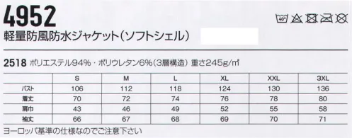 ビッグボーン 4952-2518 軽量防風防水ジャケット(ソフトシェル) スウェーデンを含む欧州15ヶ国や北アメリカなど全世界18ヶ国に展開BLAKLADER®（ブラックラダー）ソフトでしなやかな防風防水ジャケット。優れた透湿性とストレッチ性で快適な動き易さを実現します。大雨や強風などの悪天候でも優れたパフォーマンスを発揮します。防風防水素材を使用し、撥水性能の高いジャケット(シムテープ未使用)※ヨーロッパの仕様ですのでサイズ表を十分ご確認の上お買い求めください。※この商品はご注文後のキャンセル、返品及び交換は出来ませんのでご注意下さい。※なお、この商品のお支払方法は、先振込（代金引換以外）にて承り、ご入金確認後の手配となります。 サイズ／スペック