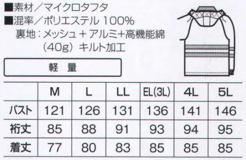 ビッグボーン 8375 コート（反射テープ付） 幅広の反射テープが暗闇から身を守り、裏アルミが寒さから救ってくれる。裏アルミシート:極寒の中で見せ付ける、シルバーな保温力。寒さから身を守るのではなく、寒さに且つ。軽くて柔らかい裏アルミが過酷な環境下での作業をしっかりサポート。 サイズ／スペック