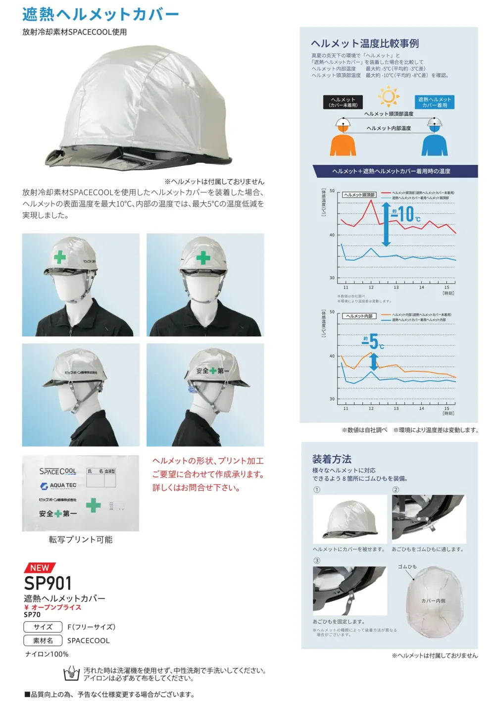 ビッグボーン SP901 スペースクール遮熱ヘルメットカバー サイズ・スペック
