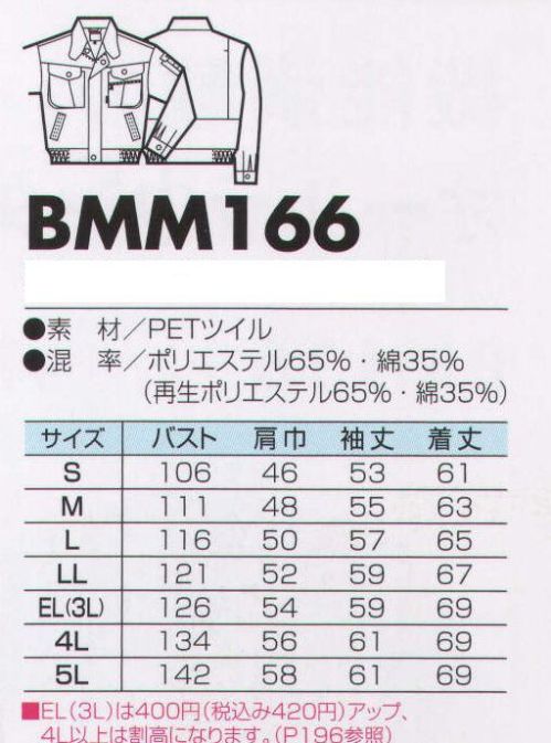 ビッグボーン BMM166 ジャケット 地球にやさしいは、自分にもやさしい。 サイズ／スペック