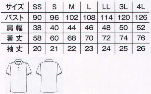 ボンマックス TB4500U ポロシャツ（ユニセックス） ベーシックなラインポロ。 ●衿はリブ仕様で、2色のライン入り。 ●やわらかいシリコン釦使用。 ●リブ仕様の袖口にも2色のライン入り。 サイズ／スペック