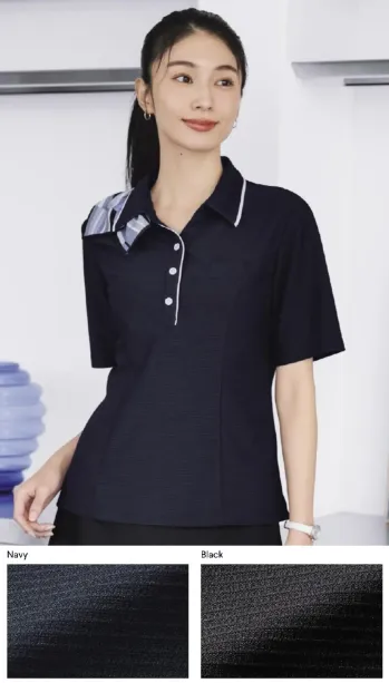 オフィスウェア 半袖ポロシャツ ボンオフィス AD8812 ポロニット 事務服JP