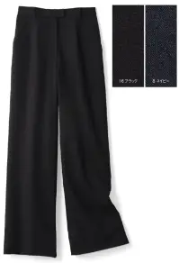 ボンオフィス AP6259 ワイドパンツ 【Timeless Bottom（タイムレス ボトム）】こんなの欲しかった！新・美脚パンツ必ず見つかるお似合いの3型デザイン共通ポイントPOINT1:アクティブに動けるストレッチ素材で、しゃがんだときも窮屈さがなく快適。POINT2:360度美脚見えをとことん追求した美尻シルエットで、後ろ姿まで抜かりなし。POINT3:股上を深めに設定して、トップスのハミ出しや下着のちら見えの悩みを解決。どんなシーンでも、誰にでも似合う永遠のスタンダードデザイン。どんなトップスにも合わせやすく、引き締まって見える定番カラー。動きに合わせて縦横に伸びる2WAYストレッチ素材。ストレスを感じないしなやかな伸縮性であらゆるシーンの動作に対応。★ワイドパンツ★好バランスを叶える絶妙なワイドシルエットで、トレンド感を演出。・ラインを損なわず、物の出し入れがスムーズな斜めポケット仕様で、美しさと機能性を兼ね備えました。・ウエストは後ろゴム仕様。箱ポケットで物の出し入れがしやすく、口の形状が型崩れしにくい仕様です。※この商品は股下フリーのため、着用するには丈詰めが必要です。