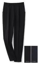 ボンオフィス AP6260 テーパードパンツ 【Timeless Bottom（タイムレス ボトム）】こんなの欲しかった！新・美脚パンツ必ず見つかるお似合いの3型デザイン共通ポイントPOINT1:アクティブに動けるストレッチ素材で、しゃがんだときも窮屈さがなく快適。POINT2:360度美脚見えをとことん追求した美尻シルエットで、後ろ姿まで抜かりなし。POINT3:股上を深めに設定して、トップスのハミ出しや下着のちら見えの悩みを解決。どんなシーンでも、誰にでも似合う永遠のスタンダードデザイン。どんなトップスにも合わせやすく、引き締まって見える定番カラー。動きに合わせて縦横に伸びる2WAYストレッチ素材。ストレスを感じないしなやかな伸縮性であらゆるシーンの動作に対応。★テーパードパンツ★裾に向かって細くなるすっきりシルエットで、こなれ感たっぷり。・ラインを損なわず、物の出し入れがスムーズな斜めポケット仕様で、美しさと機能性を兼ね備えました。・ウエストは後ろゴム仕様。箱ポケットで物の出し入れがしやすく、口の形状が型崩れしにくい仕様です。