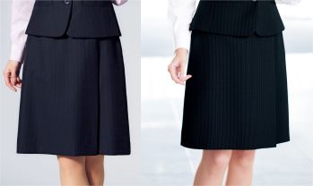 ボンオフィス AS2323 プリーツスカート Brainy Stripe1枚で着映えする美人ストライプ高級感のある素材や計算されつくした絶妙なパターンで、きちんと感やクール見えを表現しているブレイニーストライプ。清らかで着心地の良いスーツが、働く女性の魅力を最大限に引き出し洗練された印象へとアップデートします。●濃淡2色の糸で表現したストライプはドット状にアレンジすることで、クールすぎず華やかな印象に仕上げました。ウール混ならではのしなやかな風合いや適度なハリ感が美しいシルエットを創ります。●裏地に抗菌防臭加工「ポリジン」を採用！ポリジン社（スウェーデン）が開発した銀イオン（Ag+）による抗菌防臭加工「ポリジン」。汗のニオイや部屋干し臭の原因となる菌の成長を抑制し、ニオイの発生を防ぎます。有効成分である塩化銀は環境にもやさしく無香料なので、周りの人にも安心＆安全です。【形状特徴】・後ろウエストゴムウエストは後ろゴム仕様。5cmのアジャスト分量がサイズ変化に柔軟に対応します。・左脇開き＆斜めポケット脱ぎ着がスムーズな左脇ファスナー開き。出し入れしやすい両脇斜めポケット付きです。