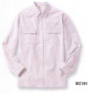 ベスト BC191 長袖ペアシャツ 激しく動いてもまとわりつかない快適設計。単独でもジャケットと合わせても。落ち着いた雰囲気をプラスするペアシャツ。 ●ボタンダウンカラー:作業中も衿元の乱れないボタンダウン仕様。活動的な印象もプラスします。 ●背中ヨークベンチレーション:内側にメッシュ素材を使用しました。風の通りを良くしムレを解消します。 ●ロールアップ仕様:袖をまくって行いたい作業に最適。袖口が汚れるのも防げます。 ●タッターソール:淡色の地に2色の格子が交互に並んでいる。ロンドン生まれの伝統的な素材を使用。制電糸を織り込んでいるので、まとわりつきなどを防いで快適な着心地です。