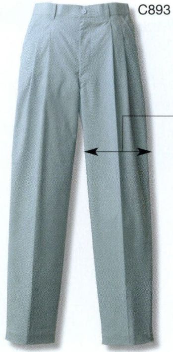 男女ペア パンツ（米式パンツ）スラックス ベスト C893 レディスツータックパンツ 作業服JP