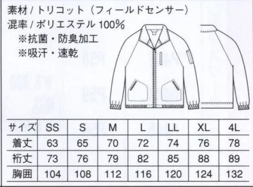 ベスト BC1064 ペアジャケット トリコットならではの動きやすい伸縮素材。やさしい色合いなので、医療施設にも最適なやさしさと清潔感が得られます。 サイズ／スペック