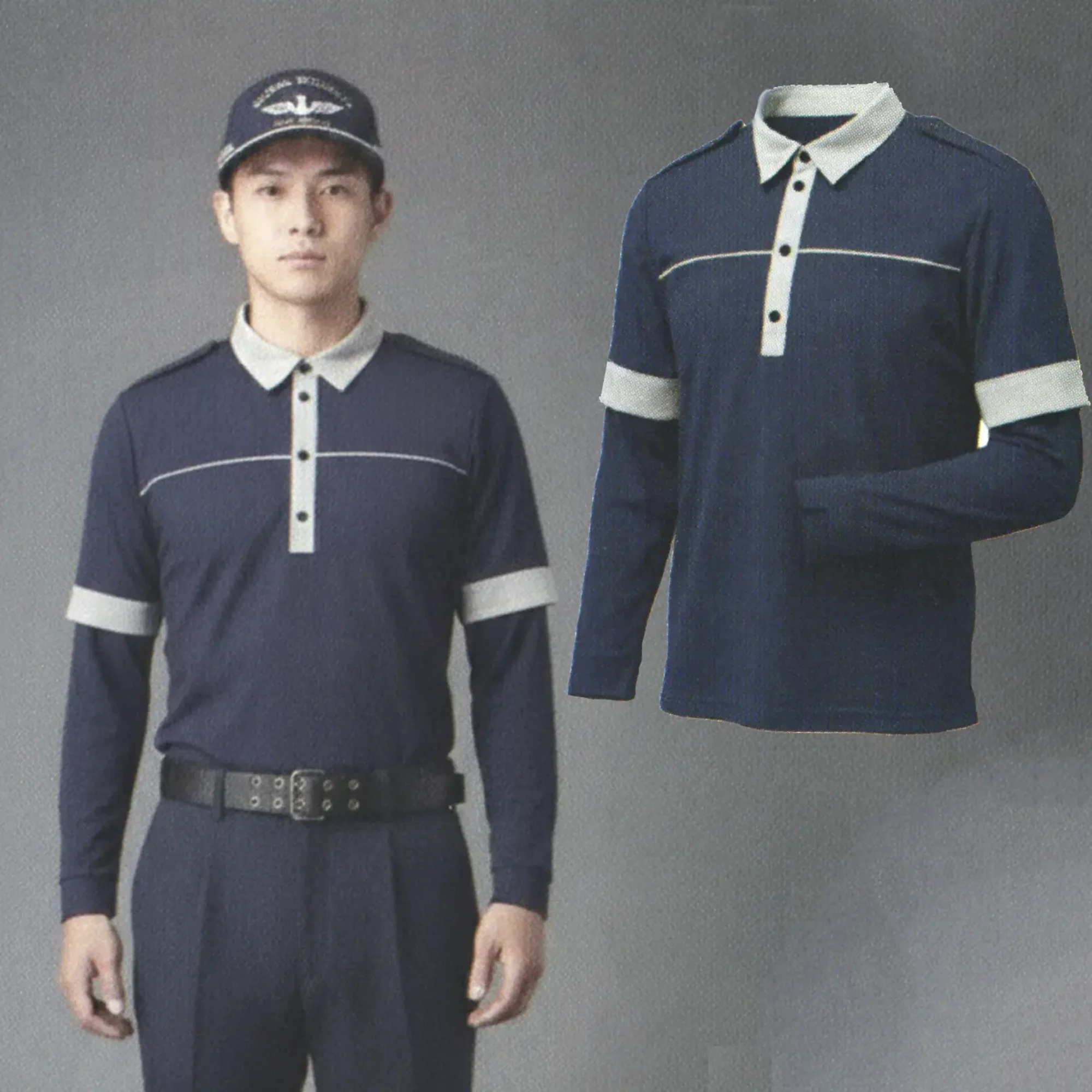 ベスト GA0715 長袖ポロシャツ ネイビー