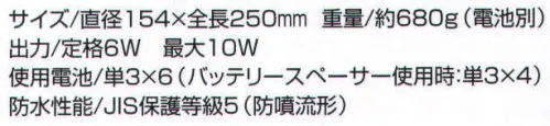 ベスト ER1106S 防滴メガホン あらゆるシーンに対応する機能満載マルチメガホン。屋外の業務などでも使用できる防水性能JIS保護等級5（防噴流形）。雨天時でも安心して使用することができます。電池の交換を簡単にするバッテリーケースを採用。ケースに電池を入れてから本体に装着します。バッテリースペーサーを用いると単三電池4本でも使用可能（通常は単三電池六本使用）。軽量化できます。ポリイミド振動板、ネオジュームマグネットを採用し、低音の再現性を強化することで、より人間の声に近く自然な音声で拡声できます。ハンドルやマイクロホン部分に抗菌処理を施しています。衛生上安心してご使用いただけます。※この商品はご注文後のキャンセル、返品及び交換は出来ませんのでご注意下さい。※なお、この商品のお支払方法は、先振込（代金引換以外）にて承り、ご入金確認後の手配となります。 サイズ／スペック