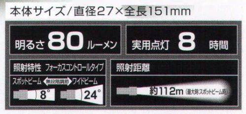 ベスト GP7 パトリオ7 携帯に便利な汎用性抜群の小型ライト。 ●ヘッド部分を回転させて、8～24°照射角調節が可能。 ●携帯・収納に便利な軽量スリムデザイン。 ●LED使用の為、球切れも安心。 ●防滴仕様。※この商品はご注文後のキャンセル、返品及び交換は出来ませんのでご注意下さい。※なお、この商品のお支払方法は、先振込（代金引換以外）にて承り、ご入金確認後の手配となります。 サイズ／スペック