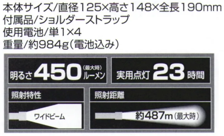 ベスト LK314D 強力ライト 置き型でも使用可能な作業用ライト。◎明るさ:450ルーメン（最大時）◎実用点灯:23時間◎照射特性:ワイドビーム◎照射距離:約487m（最大時）※この商品はご注文後のキャンセル、返品及び交換は出来ませんのでご注意下さい。※なお、この商品のお支払方法は、先振込(代金引換以外)にて承り、ご入金確認後の手配となります。 サイズ／スペック