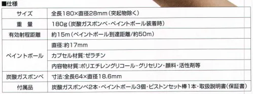 ベスト S055 チェイサーCR-［II］型 防犯グッズ。超小型・超軽量・簡単操作を兼ね備え、低価格を実現した携帯用ポイントボール発射装置。●超小型・超軽量を実現し、携帯に最適！全長180×直径28MM、重量180Gのコンパクト設計。別売りの携帯ホルダーを使用することにより簡単に携帯出来るので、いざという時にすぐ使用できます。●炭酸ガスの威力で確実にマーキング。従来のカラーボールでは強い衝撃が加わらなければ期待通りのマーキング効果をあげられませんでしたが、「チェイサーCR-Ⅱ型」では炭酸ガスを利用した強力ピストンにより、有効射程距離はおよそ15M、ペイントボールの到達距離は約50Mにもなります。命中したペイントボールが確実に目的物にマーキングします。●シンプルな設計でどなたでも簡単に操作が可能です。※この商品は、ご注文後のキャンセル・返品・交換ができませんので、ご注意下さいませ。※なお、この商品のお支払方法は、先振込（代金引換以外）にて承り、ご入金確認後の手配となります。 サイズ／スペック