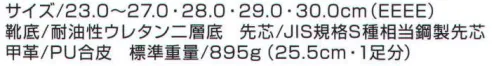 ベスト S112 半長靴（反射付）マジック式 安全性・機能性に優れた、ベストコストパフォーマンス安全靴。かかと部分に夜間作業の安全性を高める反射材を使用しました。靴のサイドにジッパーを取り付け、ハイカットの半長靴でも楽に着脱が出来ます。※2019年4月より、※2019年4月より、アウトソールデザインの仕様を変更致しました。従来品のサイズ毎の在庫が無くなり次第、順次切り替わりますので、ご了承のほど、よろしくお願い致します。変更箇所:重量895g→995g（25.5cm・1足分） サイズ／スペック