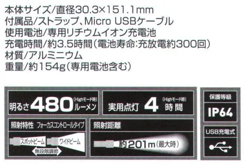 ベスト SG409R ジェントス 閃 高機能・高耐久、USB持続で簡単充電のフラッシュライト■形状特長明るさ:480ルーメン（Highモード時）実用点灯:4時間（Highモード時）照射特性:フォーカスコントロールタイプ（スポットビーム～ワイドビーム）照射距離:約201m（最大時）■付属品・ストラップ、Micro USBケーブル※この商品はご注文後のキャンセル、返品及び交換は出来ませんのでご注意下さい。※なお、この商品のお支払方法は、先振込（代金引換以外）にて承り、ご入金確認後の手配となります。 サイズ／スペック