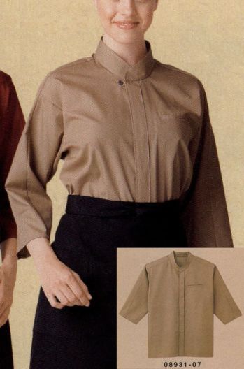 ボストン 08931-07 エスニックシャツ（七分袖・男女兼用） シックで深みのあるカラーバリエーションの定番エスニックシャツ。