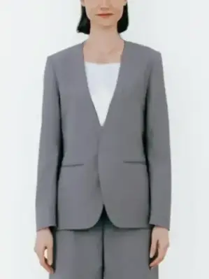 ノーカラージャケット（男女兼用/グレー）