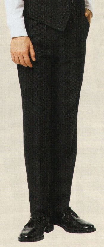ボストン 12111-99 メンズワンタックスラックス 繊細なストライプ織柄の落ち着いたチャコールグレー。優しい印象なので、どんなおもてなしシーンでもマッチします。