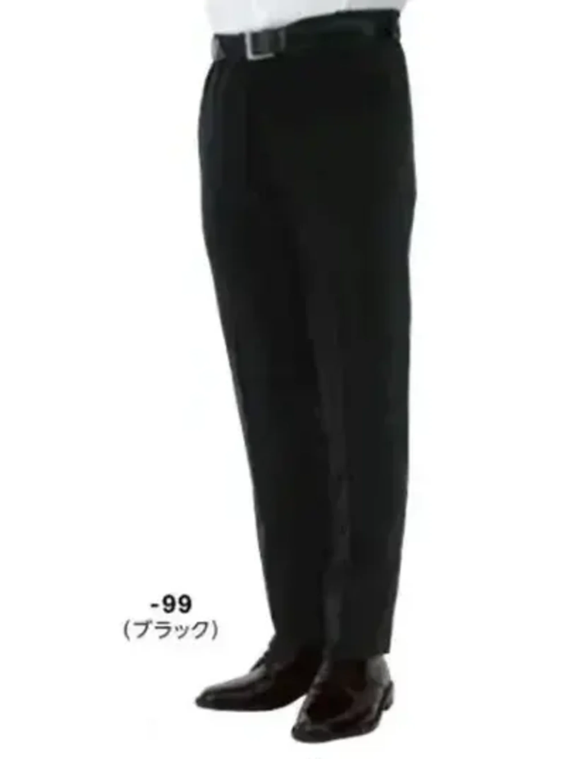 ボストン 12120-99 ノータックスラックス（男性用/ブラック） テーパードシルエットで清潔感をきちんと演出ストレッチ性がある素材で、スリムなシルエットでも動きやすさ抜群。腰回りはゆったりとしながら、裾に向かって細身にしたテーパードシルエットです。仕様品番:12120-99品名:ノータックスラックス