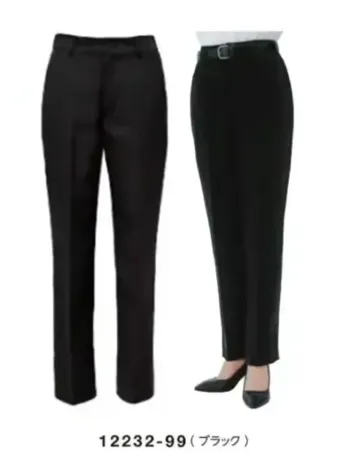 ボストン 12232-99 テーパードパンツ(女性用/ブラック) 美脚シルエットパンツストレッチ性がある素材で、スリムなシルエットでも動きやすさ抜群。腰回りはゆったりとしながら、裾に向かって細身にしたテーパードシルエットです。後ろ脇ゴムと肘裏地付き。忙しい日もストレス軽く動けます。仕様品番:12232-99品名:テーパードパンツ