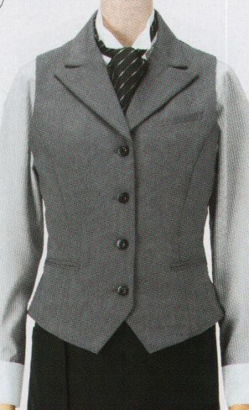 ボストン 15201 レディースベスト（衿付き） 杢調の淡いグレーと立体感のあるシャープな綾目の織柄で丈夫です。フォーマルなシーンに好評です。