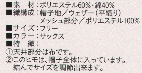 ビーバーズキャップ BL-5812 女子リボン形帽 メッシュ部分も抗菌加工してあります。  天井部分は布です。 リボンのヒモは帽子全体に入っています。結んでサイズを調節できます。※この商品は、ご注文後のキャンセル・返品・交換ができませんので、ご注意下さいませ。※なお、この商品のお支払方法は、先振込（代金引換以外）にて承り、ご入金確認後の手配となります。 サイズ／スペック