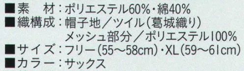 ビーバーズキャップ BL-6112 八方形ネット付帽 メッシュ部分も抗菌加工してあります。天井部分に丸くメッシュを入れています。後部チャック尾錠でサイズ調節ができます。丸ゴムが入っています。ネットの裾は裏側のゴム出口を引いて絞って下さい。※この商品は、ご注文後のキャンセル・返品・交換ができませんので、ご注意下さいませ。※なお、この商品のお支払方法は、先振込（代金引換以外）にて承り、ご入金確認後の手配となります。 サイズ／スペック