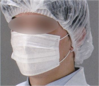 クリーンウェア マスク ビーバーズキャップ K-2001 不織布マスク（P.P）3層フィルター（50枚入／1箱） 食品白衣jp