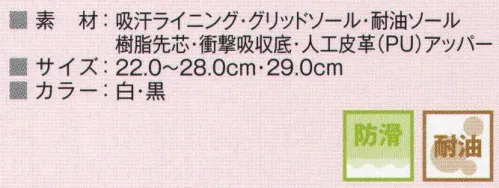 ビーバーズキャップ KG-502 防滑シューズ シェフメイト セーフティー（α-300） 軽量で圧迫感の少ないワイドタイプの特殊強化樹脂の先芯をつま先部に内蔵。外部からの衝撃を吸収する衝撃吸収底を使用。汗や湿気を素早く吸い取り発散する吸汗裏布を使用。取り外しができ清潔感を保てるインソール。滑りにくいグリッドソール。※この商品はご注文後のキャンセル、返品及び交換は出来ませんのでご注意下さい。※なお、この商品のお支払方法は、先振込（代金引換以外）にて承り、ご入金確認後の手配となります。 サイズ／スペック