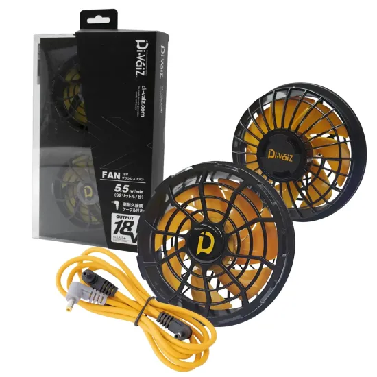 CUC 993002 18V ブラシレスファン 18V ブラシレスファン高出力18Vハイパワーユニット特徴・極薄26mmファンで快適な着用感・ねじ込み部が外側構造で装着しやすい・抜けにくいケーブル接続構造・掃除が簡単でお手入れラクラク・補強材入りの高耐久ケーブル採用※本商品はDi-VáiZ™ 18V専用バッテリー以外は接続できません。※この商品はご注文後のキャンセル、返品及び交換は出来ませんのでご注意下さい。※なお、この商品のお支払方法は、前払いにて承り、ご入金確認後の手配となります。仕様・品番:993002・品名:18V ブラシレスファン・連続稼働時間（目安）:強(18V)約2時間、中(14V)約4時間、弱(10V)約8時間・セット内容:18Vブラシレスファン2個、18V専用高耐久接続ケーブル1本