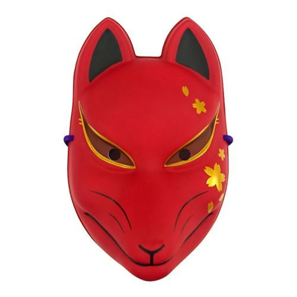 祭り用品jp 民芸品お面 狐面(桜模様/赤) クリアストーン