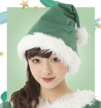 シーズンコスチューム クリスマス クリアストーン 4560320873723 サンタ帽子（グリーン） 祭り用品jp