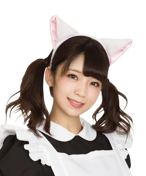 祭り用品jp 猫耳カチューシャ ふせ耳 白 ピンク クリアストーン 祭り用品の専門店