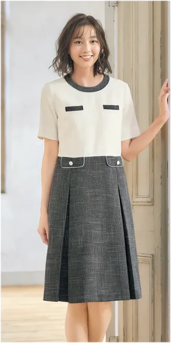 インフォメーション・ショールーム 半袖ワンピース ユーファクトリー M53291 ワンピース 事務服JP