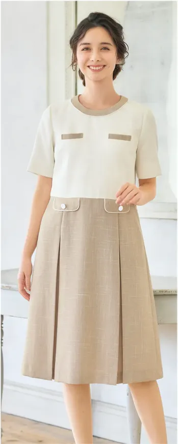 インフォメーション・ショールーム 半袖ワンピース ユーファクトリー M53293 ワンピース 事務服JP