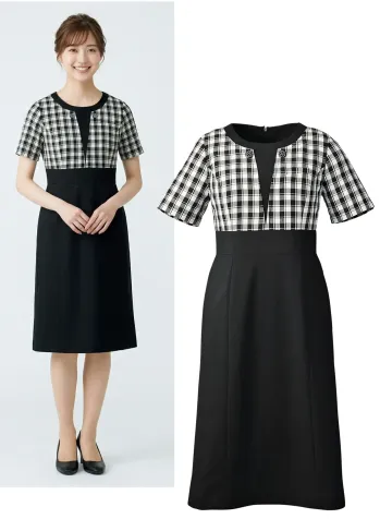 オフィスウェア 半袖ワンピース ユーファクトリー M53391 ワンピース 事務服JP