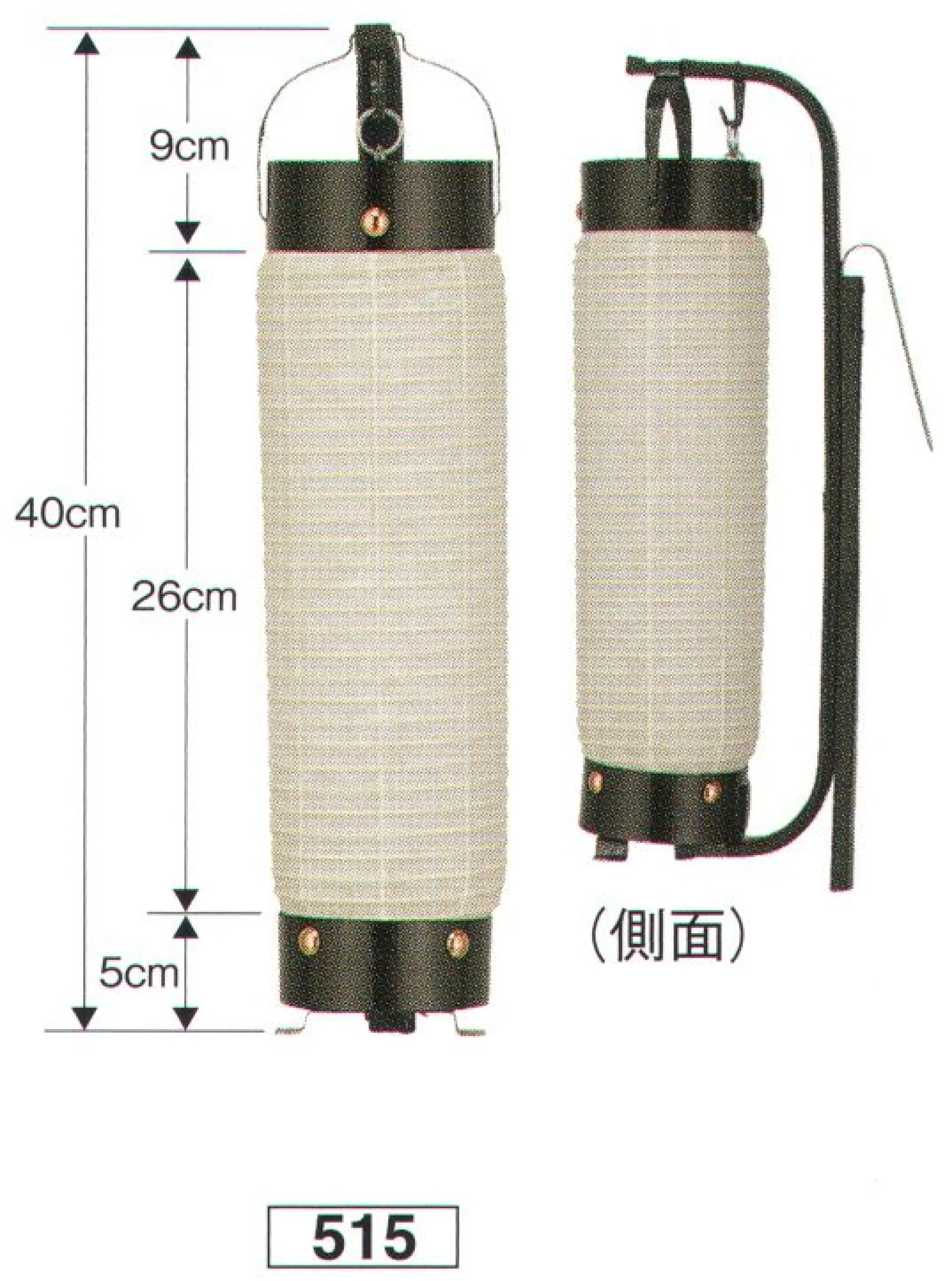 鈴木提灯 515 提灯 円筒型 六分長弓張（白仕立） ※この商品の旧品番は 502 です。