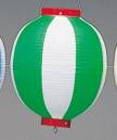 鈴木提灯 B25 提灯 ビニール提灯（装飾用） 10号丸型（緑/白） ビニール提灯は、店頭装飾用に最適。飲食店舗などの賑わいを演出するのに欠かさない提灯。