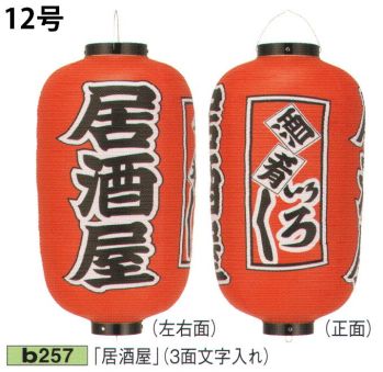 祭り小物 提灯 鈴木提灯 B257 ビニール提灯 12号長型（3面文字入れ）「居酒屋」 祭り用品jp