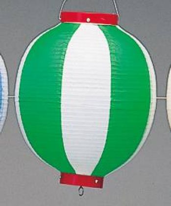 祭り小物 提灯 鈴木提灯 B25 提灯 ビニール提灯（装飾用） 10号丸型（緑／白） 祭り用品jp