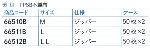 ダック 66510B 不織布ガウン（ジッパータイプ）M（100枚入） 工場見学者用に使用されます。袖ゴム付きジッパータイプです。※100枚（50枚×2）入りです。※この商品は、ご注文後のキャンセル・返品・交換ができませんので、ご注意下さいませ。※なお、この商品のお支払方法は、先振込（代金引換以外）にて承り、ご入金確認後の手配となります。 サイズ／スペック