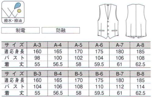 ダルトン 8810 ベスト タバコの火や汚れに強く、イージーケア性に優れた機能スーツ。男女ペアでのコーディネートが可能。 サイズ／スペック