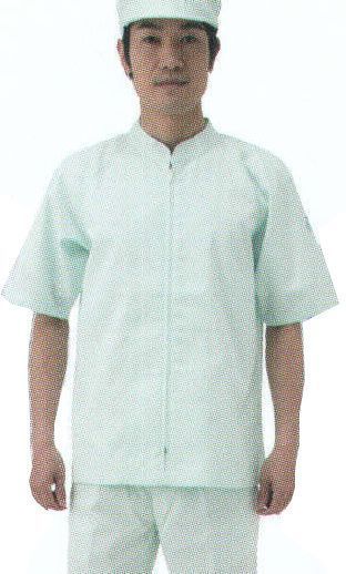 食品工場用 半袖白衣 大丸白衣 DM186 男子抗菌半袖上衣 食品白衣jp